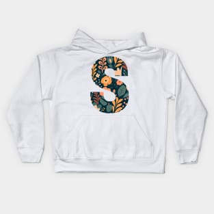 Whimsical Floral Letter S Kids Hoodie